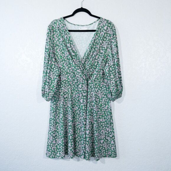 ASOS Curve Green Floral Mini Tea Dress‎ Size 22 - Picture 2 of 8